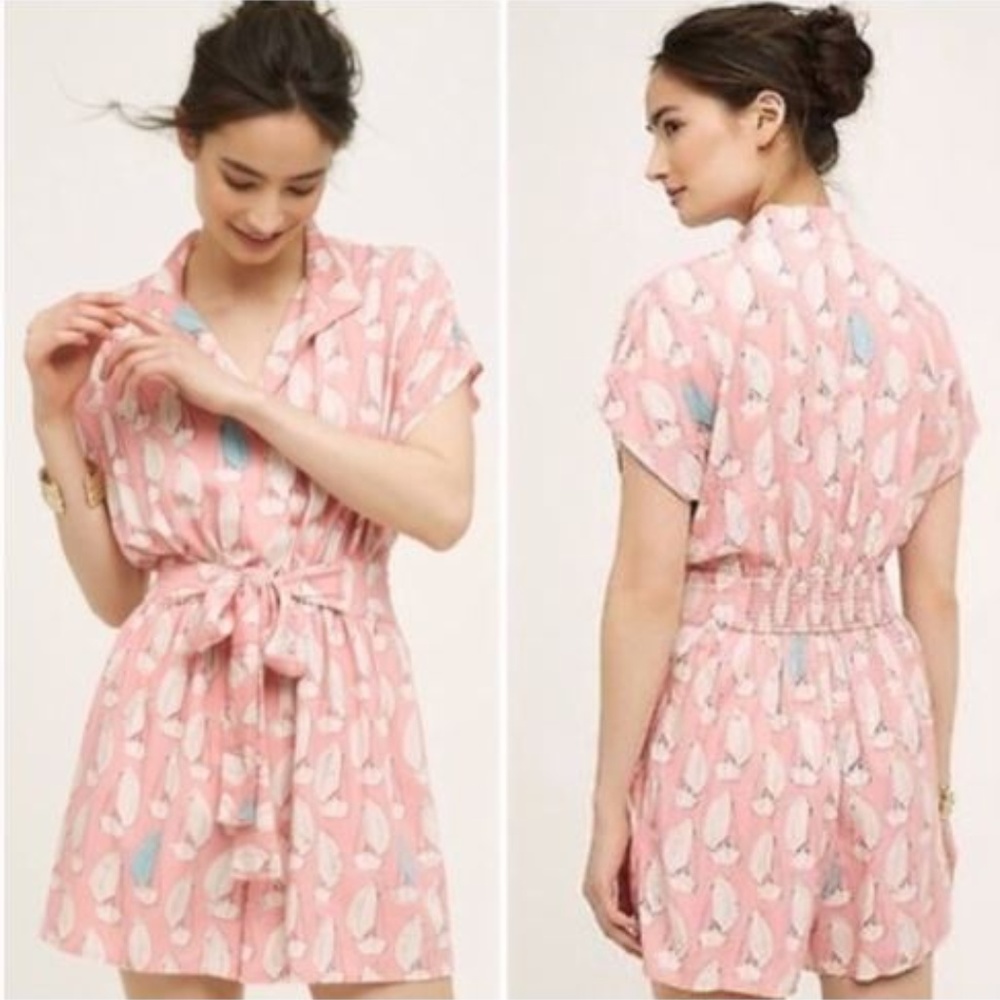 Anthropologie Maeve Pink Sailboat Romper Size 2